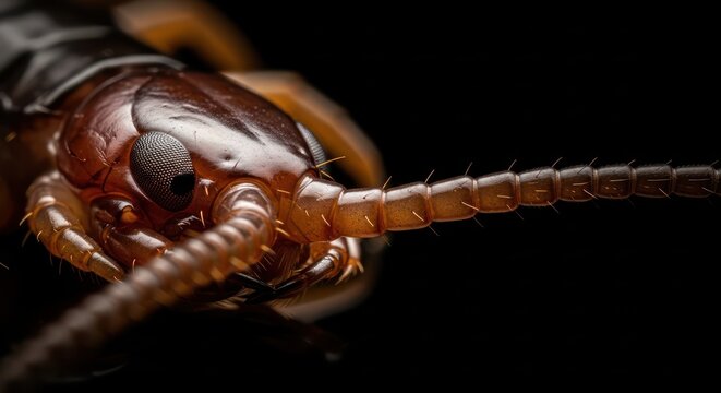 Close up macro of a house centipede offering a detailed view of its anatomy - Powered by Adobe
