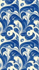 Intricate blue and white marbled pattern