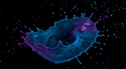 Colorful liquid splash against a dark background with dynamic movement