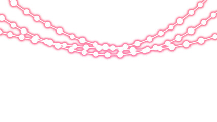 Pink glowing string lights on transparent background
