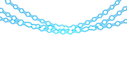 Blue glowing string lights on transparent background
