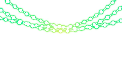 Green glowing string lights on transparent background