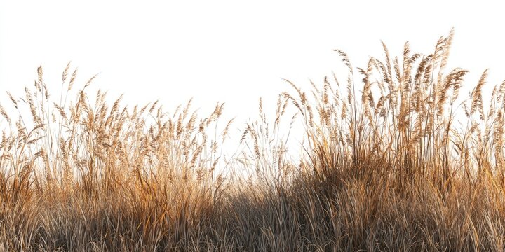Golden grasses, autumnal foliage, against white background - Powered by Adobe