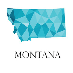 Fototapeta premium Montana state map – blue polygon low‑poly vector with outline
