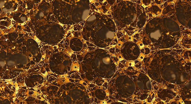 Microscopic soap bubbles in warm golden lighting for science education