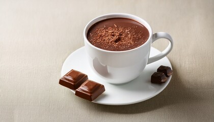 Obraz premium Hot Chocolate In A White Mug Garnished With Chocolates On A Transparent Background