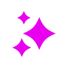 Generative AI star and magic sparkles star logo icon with colorful pink purple and flat design, modern artificial intelligence and spark star symbol for creative tools and designs.