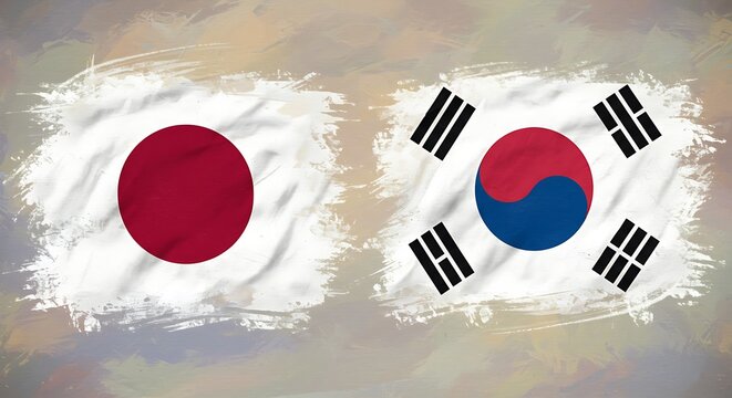 Japan and south korea flags graphic international relations and concept design