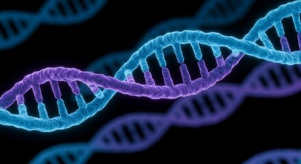 Dna strand illustration against black background for scientific or healthcare concepts