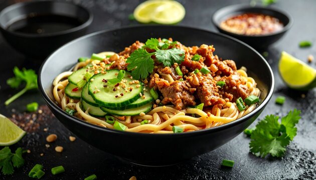 Chinese Zha Jiang Mian with savory soybean paste sauce