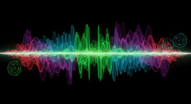 Colorful sound wave illustration on black background