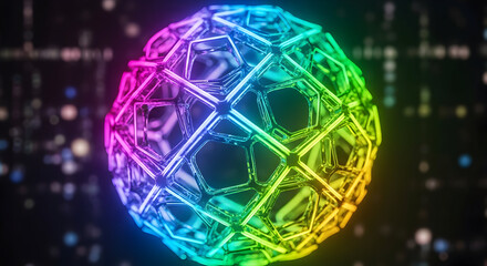 Stunning vibrant geometric sphere connecting data points ideal for modern technology startup branding and innovative business solutions visualization