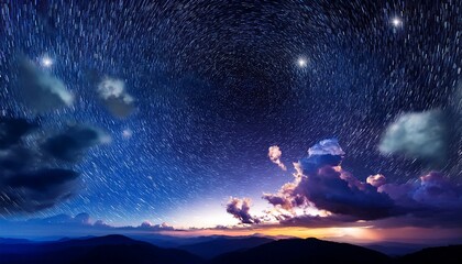 Obraz premium Beautiful Starry Sky With Clouds In The Night Night Sky Background