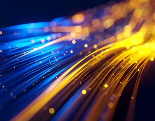 Abstract design with glowing, flowing lines of blue and gold