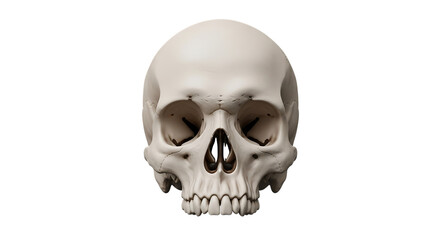 Human Skull Front View Detailed Anatomical Model anatomy bone cutout PNG isolated on a transparent background