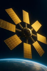 Futuristic Orbital Solar Power Station Above Earth