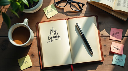 Top View Flat Lay Goal Setting and Planning Still Life Composition