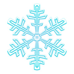 Blue glowing snowflake on transparent background

