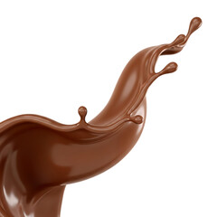 Chocolate Splash with Droplets and Swirls liquid melt cutout PNG isolated on a transparent background