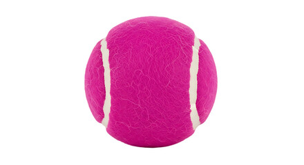 Bright Pink Tennis Ball with White Seams neon sport cutout PNG isolated on a transparent background