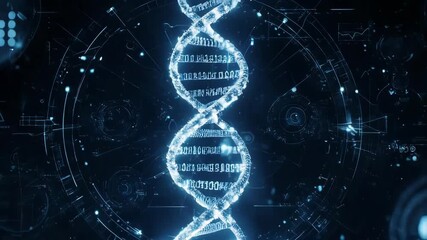 Rotating Digital DNA Strand for Medical and Science Concepts. This visual represents genetic engineering, biotechnology, medical research, and the future of science and healthcare in the digital age. - Powered by Adobe