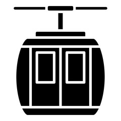 Gondola lift, cable car glyph solid icon