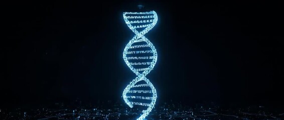 Rotating Digital DNA Strand for Medical and Science Concepts. This visual represents genetic engineering, biotechnology, medical research, and the future of science and healthcare in the digital age. - Powered by Adobe