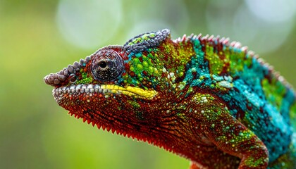 Close-up of a vibrant chameleon