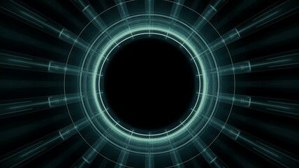 Abstract Circular Geometric Pattern with Radial Light Rays in Teal Tones image photo