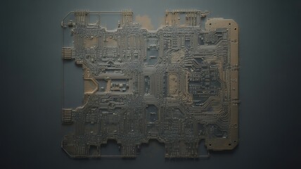 Abstract Macro View of a Detailed Electronic Circuit Board with Textured Surface electronics technology