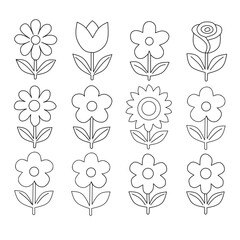 set of floral elements