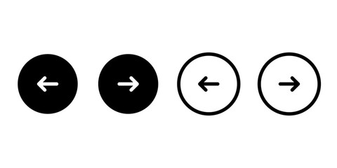 Arrow icons, Navigation buttons, Circle arrows, Interface controls, Web UI elements, Vector illustration.