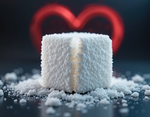 Broken Heart Symbol on Sugar Cube – Sweet Love and Bittersweet Pain Concept