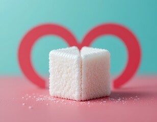 Broken Heart Symbol on Sugar Cube – Sweet Love and Bittersweet Pain Concept