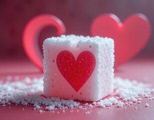Broken Heart Symbol on Sugar Cube – Sweet Love and Bittersweet Pain Concept