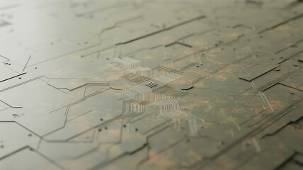 Close-up of a Central Processing Unit ( CPU) on a Textured Metallic Circuit Board Surface microchip