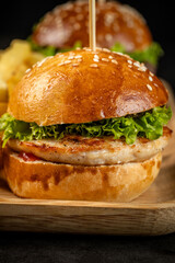 Grilled chicken burger with lettuce