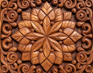 Intricate wooden carving design