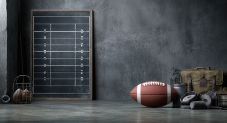 chalkboard with an american football field