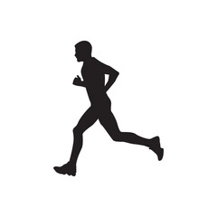Male runner silhouette. Male runner mid stride, athletics, jogging, active lifestyle.
