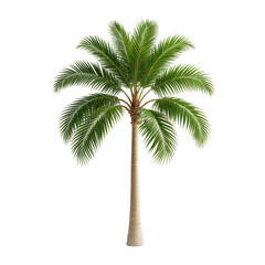 Isolated lush green palm tree, perfect for tropical backgrounds. Transparent background