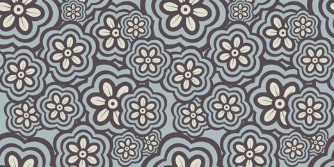 Colorful flowers as a seamless pattern. Multicolored background with flowers.
Seamless floral decor.