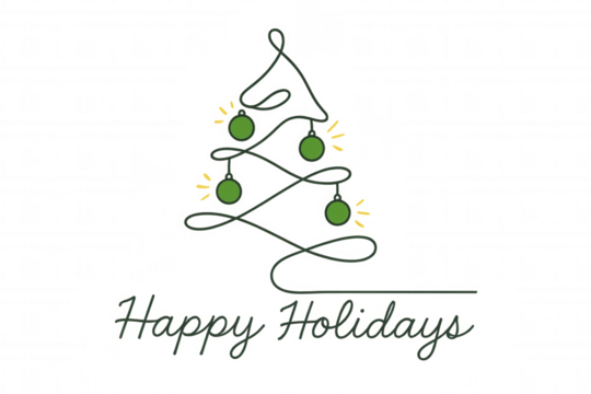 Christmas tree string art creating festive holiday message, featuring ornaments and lights, transparent background