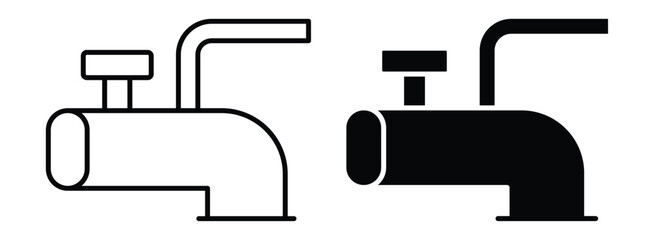 Simple and Elegant Faucet Illustration in Black and White Colors