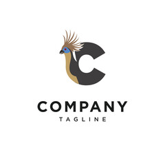 Letter C Hoatzin Bird Logo Icon Vector