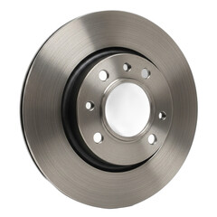 New metallic car brake disc rotor for vehicle maintenance. PNG Transparent