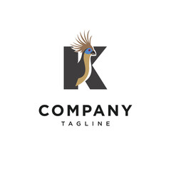 Letter K Hoatzin Bird Logo Icon Vector