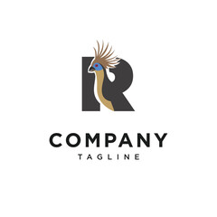 Letter R Hoatzin Bird Logo Icon Vector