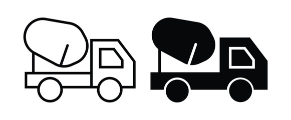Abstract Illustration of Delivery Trucks with Cargo in Black and White Style