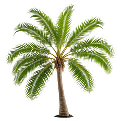 Realistic palm tree with lush green fronds and brown trunk against a black background